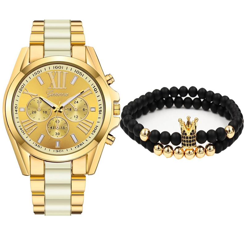 MD-S01399 Fashion simple three eyes steel belt quartz watch bracelet (3PCS/SET) 